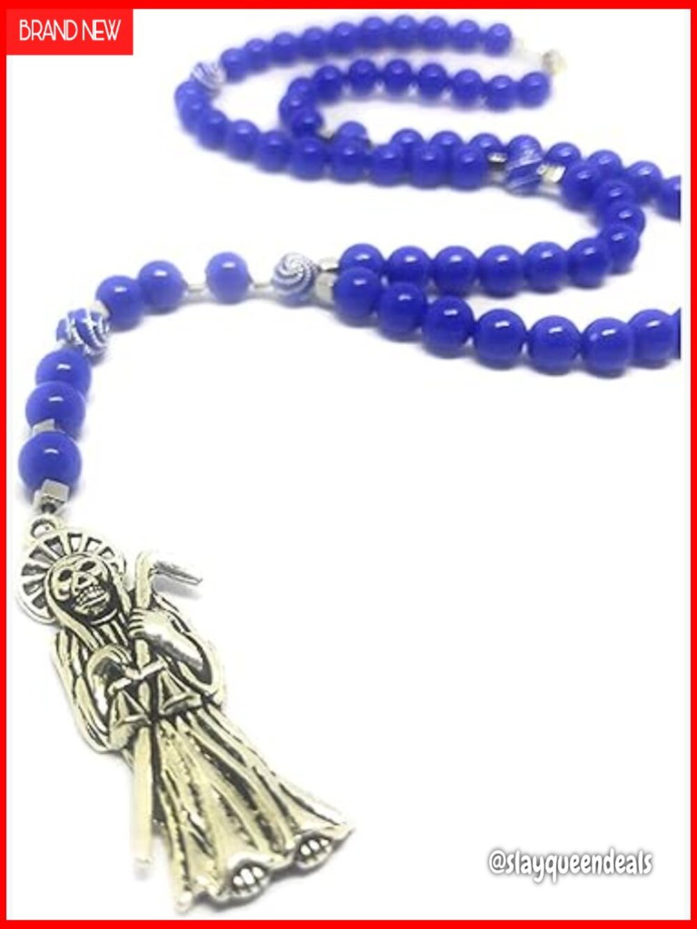 Acrylic Holy Death's Necklace Rosary Style Grim Reaper Necklace